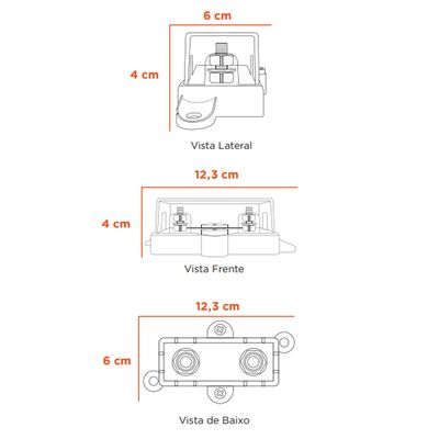 Porta Fusivel Base Som Automotivo Potencia Tipo MIDI