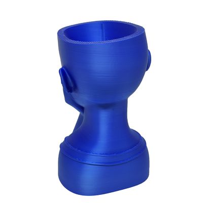 Rosto Enfeite Decoração Impressão 3D Porta Objeto Vaso 14 cm Sala Azul Metálico