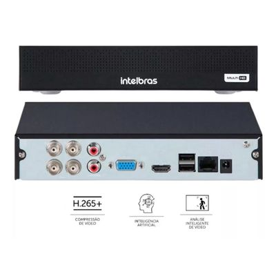 Kit Cftv 4 Câmeras Multi Hd 720p 1mp Dvr Intelbras Mhdx 1104