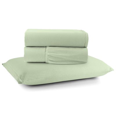 Jogo Cama Lençol Sonnet Solteiro Malha Lisa 100% Algodão Macio 3 Peças - Verde Claro