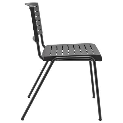 Kit 04 Cadeiras Empilhável Fixa Escritório Multiuso Base Preta Kimi P03 Preto - Lyam Decor