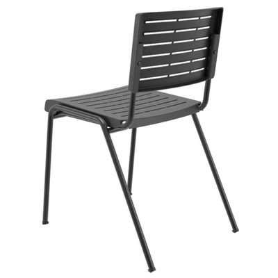 Kit 04 Cadeiras Empilhável Fixa Escritório Multiuso Base Preta Kimi P03 Preto - Lyam Decor