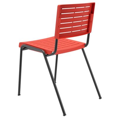 Kit 02 Cadeiras Empilhável Fixa Escritório Multiuso Base Preta Kimi P03 Vermelho - Lyam Decor