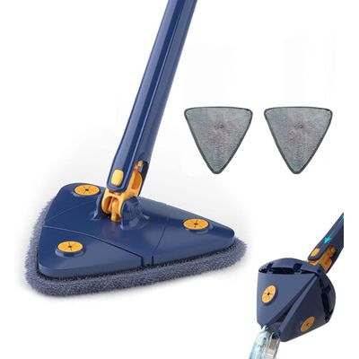 Mop giratório de 360 °, esfregão seco e úmido ajustável giratório de 360 graus, esfregão C/ 2 Pads Microfibra