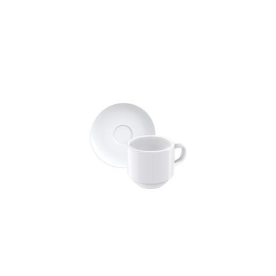 Conjunto Xícara e Pires de Café Tramontina Paola em Porcelana 100 ml 2 Peças