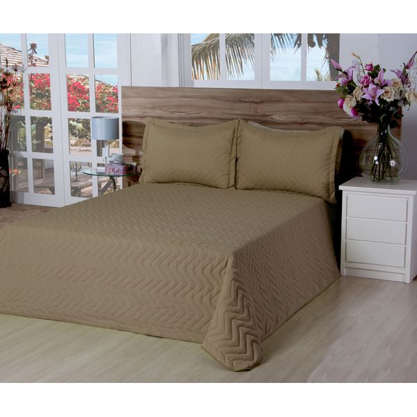 Cobreleito Classic Matelassado Microfibra Queen 03 Pçs Avelã