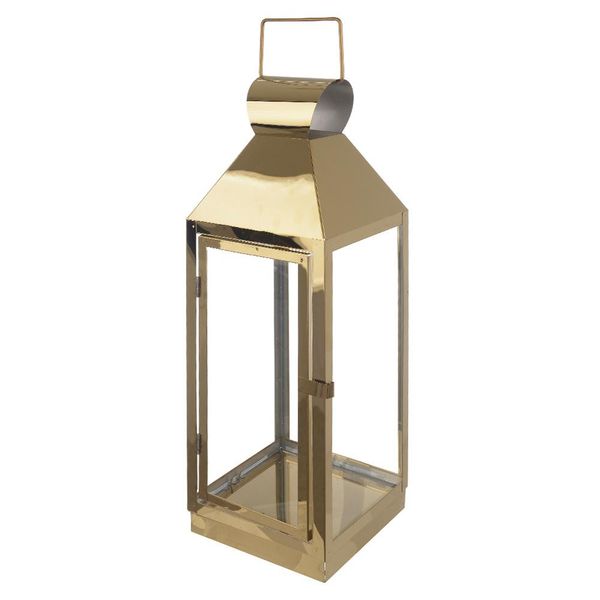 Lanterna Luminária Decorativa em Metal Dourado 27x10 cm - D'Rossi
