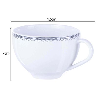 Jogo 6 Xícaras com Pires 250ml Porcelana Decorada Tramontina Azzura Servir Café Chá