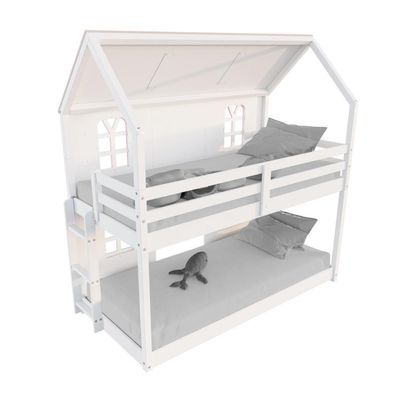 Beliche Montessoriano Casinha Bela Com Coração 4 Janelas Venezianas - Madeira Maciça Branco/rosa/verde | Housin
