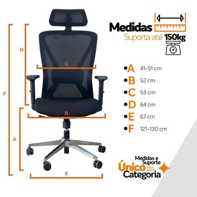 Cadeira De Escritório Presidente Ergonômica Oficial Corporativa Work Apoio Nuca