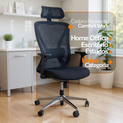 Cadeira De Escritório Presidente Ergonômica Oficial Corporativa Work Apoio Nuca
