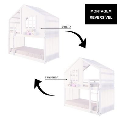 Beliche Montessoriano Casinha Com Janela E Cortina Madeira Maciça Branco Housin