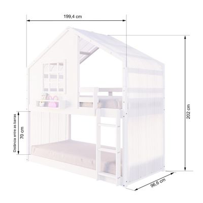 Beliche Montessoriano Casinha Com Janela E Cortina Madeira Maciça Branco Housin