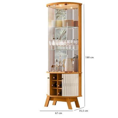 Estante Home Theater Suspenso íris Com Cristaleira Marina Cinamomo Off White – Madetec