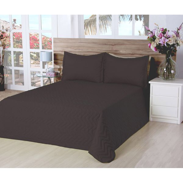 Cobreleito Matelassado Classic Queen 03 Pçs Marrom