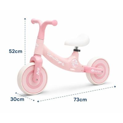 Bicicleta Equilíbrio Infantil Sem Pedal Rosa Ajustável 30kg