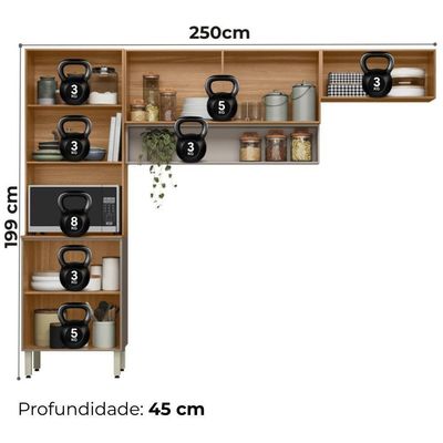 Cozinha Modulada 3 Pecas 250 Cm Mdp Alba Amendola Nude Prime Demobile Amendola Nude Prime