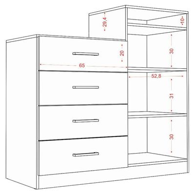 Comoda 4 Gavetas 2 Portas 115 Cm Londres Branco Armoveis Branco