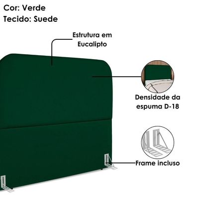 Cabeceira Casal 140 Cm Com Frame Alana Suede Verde Artte Verde