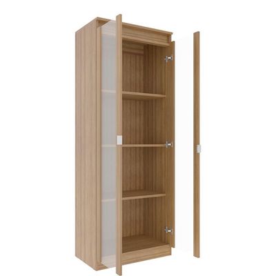 Armario Multiuso 2 Portas Vidro 160x60 Cm Am3111 Amendoa Tecno Mobili Amendoa