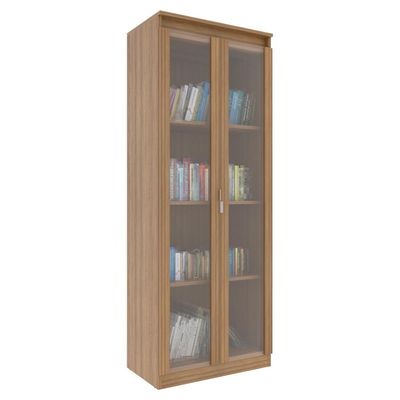 Armario Multiuso 2 Portas Vidro 160x60 Cm Am3111 Amendoa Tecno Mobili Amendoa
