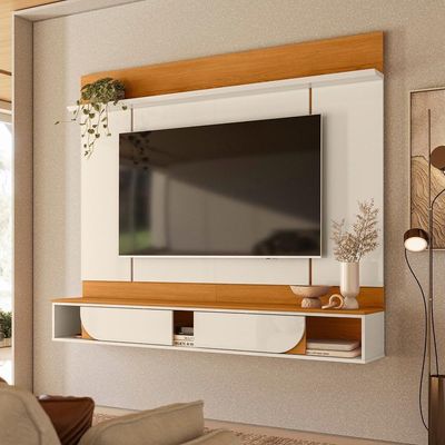 Painel Suspenso Para Tv 65 Pol Aura 2 Portas Deslizantes 182 Cm Cinamomo Off White Madetec