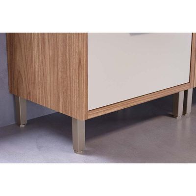 Balcão De Cozinha Modulado C/ Tampo Eloise Nicho De Canto C/ 1 Porta 92cm Cinamomo/titanium - Mgm