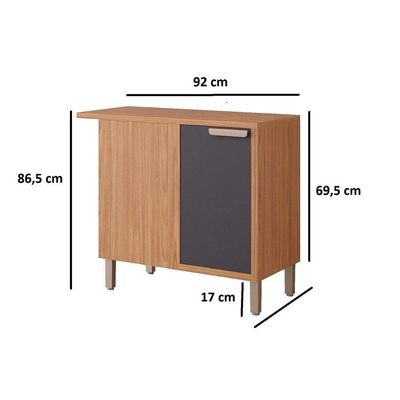 Balcão De Cozinha Modulado C/ Tampo Eloise Nicho De Canto C/ 1 Porta 92cm Cinamomo/titanium - Mgm