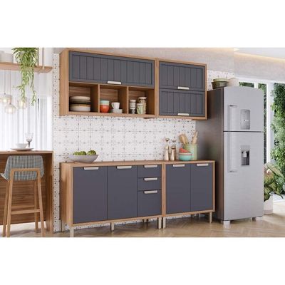 Balcão De Cozinha Modulado S/ Tampo Eloise C/ 2 Portas E 3 Gavetas 120cm Cinamomo/off White - Mgm