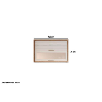 Armário De Modulado Eloise C/ 2 Portas Basculante C/ Vidro Reflecta 120cm Cinamomo/off White - Mgm