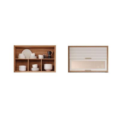 Armário De Modulado Eloise C/ 2 Portas Basculante C/ Vidro Reflecta 120cm Cinamomo/off White - Mgm