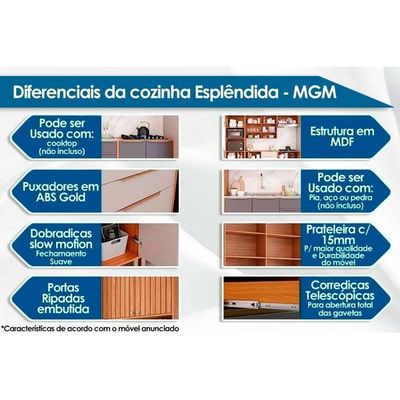 Balcão De Cozinha P/ Cooktop Divina C/ 2 Portas 80cm Cinamomo/platina - Mgm