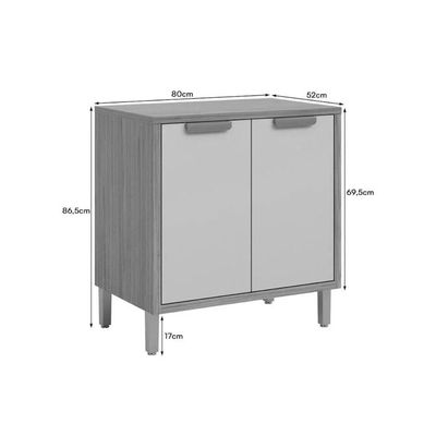Balcão De Cozinha Modulado C/ Tampo Eloise C/ 2 Portas 80cm Cinamomo/off White - Mgm