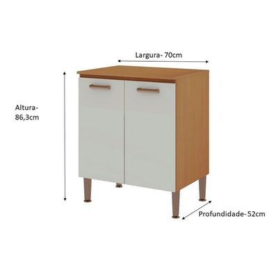Balcão De Cozinha C- Tampo Essência C- 2 Portas 70cm Freijo-white Laca - Genialflex