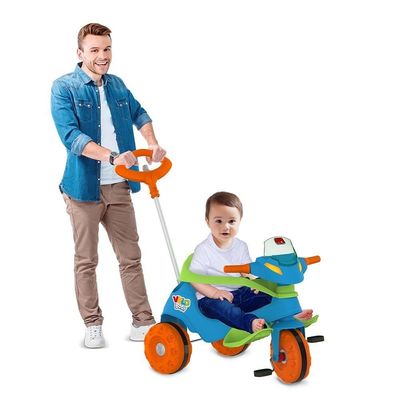 Triciclo Velobaby Passeio E Pedal Azul Bandeirante
