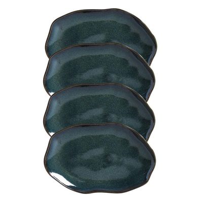 Conjunto Com 04 Travessas Oval Rasa Média 30x20 Cm Orgânico Oceano Porto Brasil