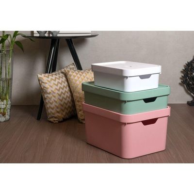 Caixa Organizadora Cube Chumbo 32 L Tampa 46 X 36 X 24,5 Cm