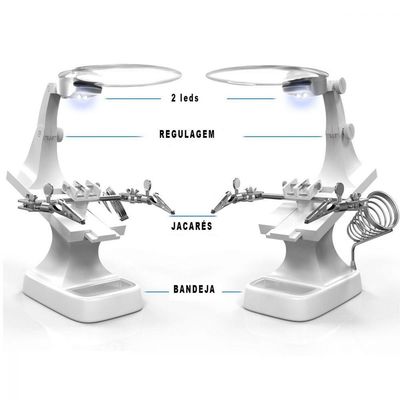 Lupa De Mesa Com Garras E Iluminação Led Usb Gt317w
