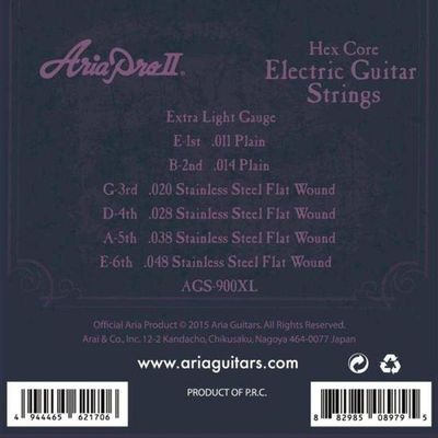Encordoamento Guitarra Flat Wound .011 Aria Pro Ii