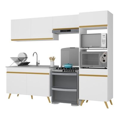 Cozinha Compacta 4 Peças Com Armário E Balcão Branca