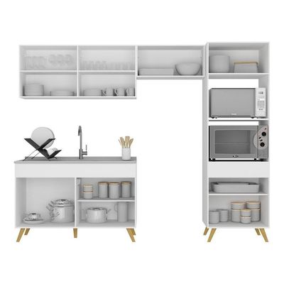 Cozinha Compacta 4 Peças Com Armário E Balcão Branca