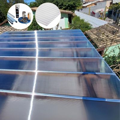 Kit Policarbonato Cristal 10mm 6,00m X 6,00m - Perfis Naturais Cristal: 80% De Transmissão De Luz