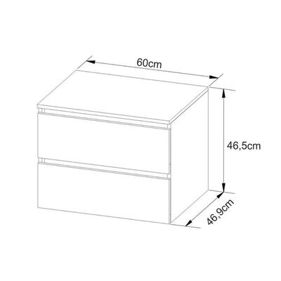 Armário C/ Balcão Banheiro Suspenso Bn3605 S/ Cuba 60cm E Espelho Mármore Branco Tecno Mobili