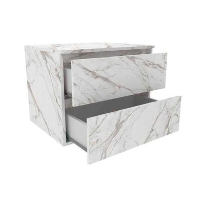 Armário C/ Balcão Banheiro Suspenso Bn3605 S/ Cuba 60cm E Espelho Mármore Branco Tecno Mobili