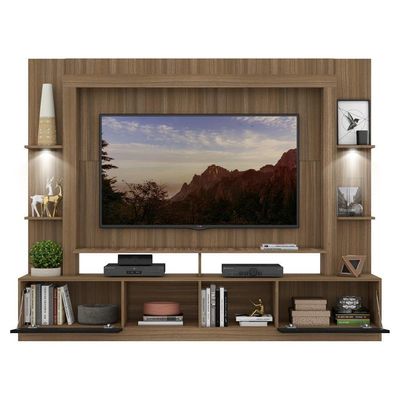 Rack Estante com Suporte Tv 65´´ Leds Madeirado/Preto