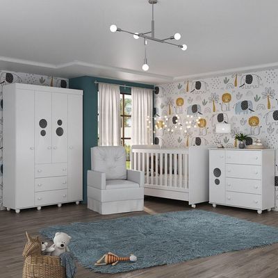 Quarto Completo+Poltrona Mp4073 Branco Branco