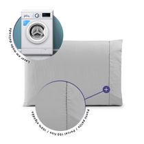 Par de Fronhas 70cm x 50cm 2 Peças Paris  Percal 150 Fios 100% Algodão - Cinza