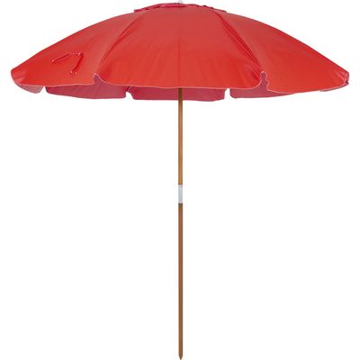 Guarda-Sol Caioba em Bagum e Haste de Madeira 2,40m Vermelho Bel 2,40m
