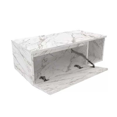 Armário C/ Balcão Banheiro Suspenso Bn3601 Cuba Bn3600 80cm E Espelho Mármore Branco Tecno Mobili