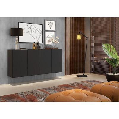Aparador Buffet 4 Portas Suspenso Multimóveis V3594 Preto